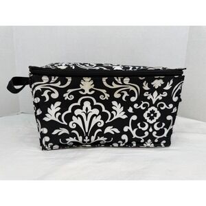 Thirty-One Thermal Lunch Bag Black White Damask Insulated Cooler Tote